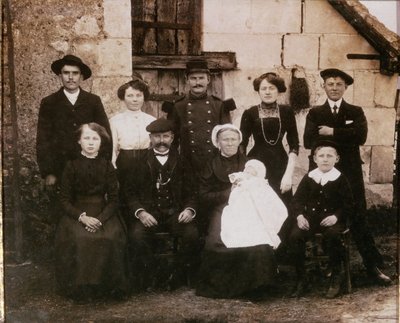 Peasant family of the Sarthe area at a baptism, late 19th century by French Photographer